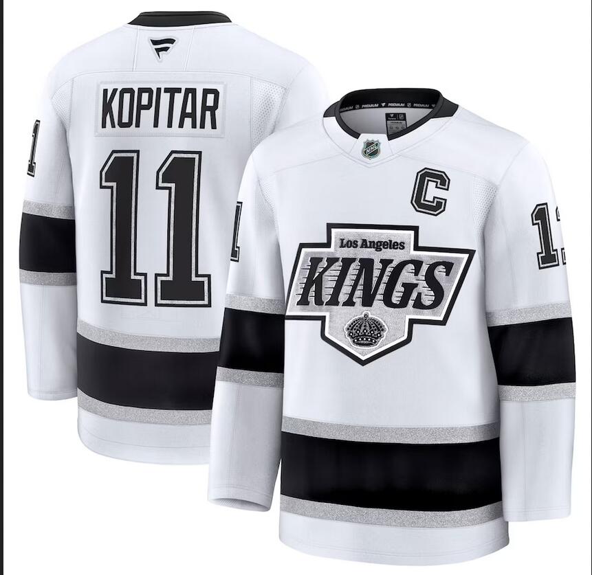 Custom Men Los Angeles Kings Anze Kopitar Fanatics white Home Premium 2024 Nike NHL Jersey